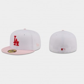 Dodgers 59FIFTY Fitted White Pink Scarlet Undervisor Hat