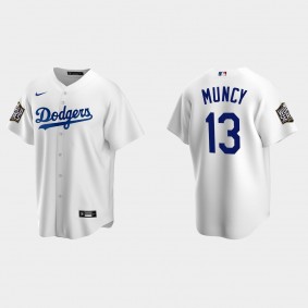 Youth Max Muncy #13 Dodgers Jersey White 2020 World Series Replica