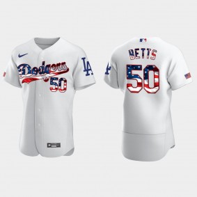 2020 Stars & Stripes Mookie Betts Jersey Dodgers 4th of July White