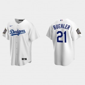 Youth Walker Buehler #21 Dodgers Jersey White 2020 World Series Replica