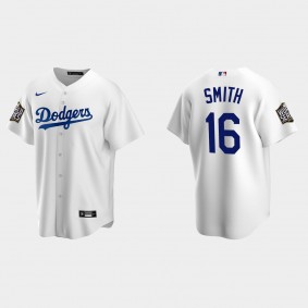 Youth Will Smith #16 Dodgers Jersey White 2020 World Series Replica